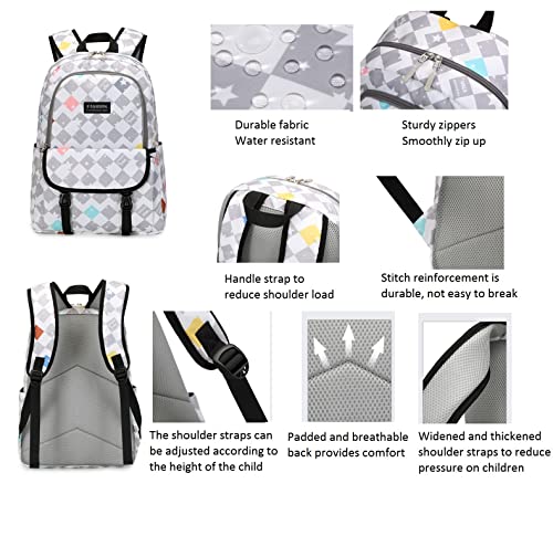 Etaishow Geometric Star Prints Backpack Set For Girls Elementary Middle School 2Pcs Kids Bookbag With Lunch Box #TOP3