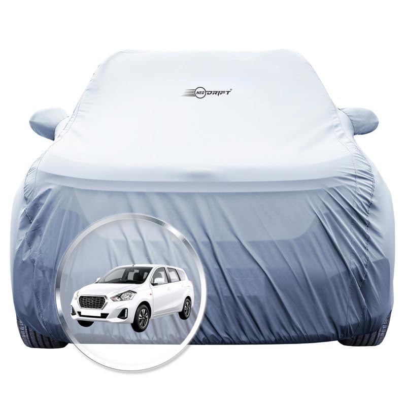 Image of NEODRIFT 'SilverTech' Car Cover for Renault Dutsun Go Plus (100% Water-Resistant, All Weather Protection, Tailored Fit, Precision-Fit & Breathable Fabric) (Colour: Silver)