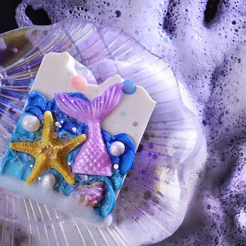 Image of Cute Mermaid Scented Soap Bars, Bathroom decoration soap Handmade Essential oil Soap, Ideal Gift for Wedding Party Favors
