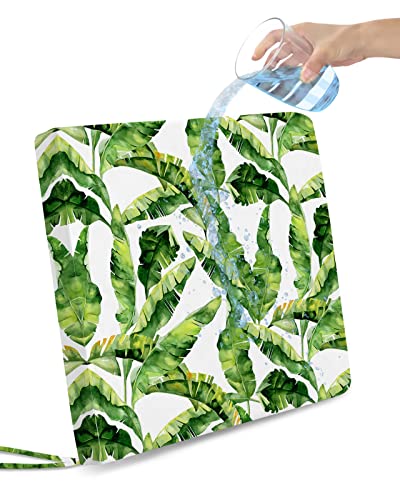 Porch Outdoor Chair Seat Cushion Covers Set Tropical Plant Leaves Waterproof Chair Pad Cover Banana Palm Tree Leaf Slipcovers 2 Pack 22" X 20" X 4" #TOP15