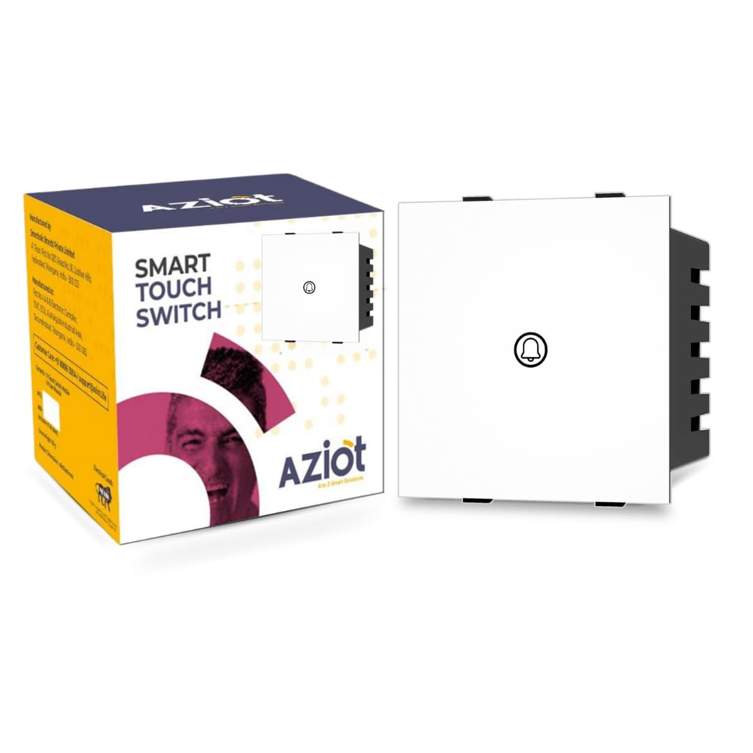 AZIOT Non Smart Modular Bell Touch Switch - Glass (Not Acrylic) - Elevate Your Home with Effortless Control (White) (B0D765Q78D) Amazon Price History, Amazon Price Tracker