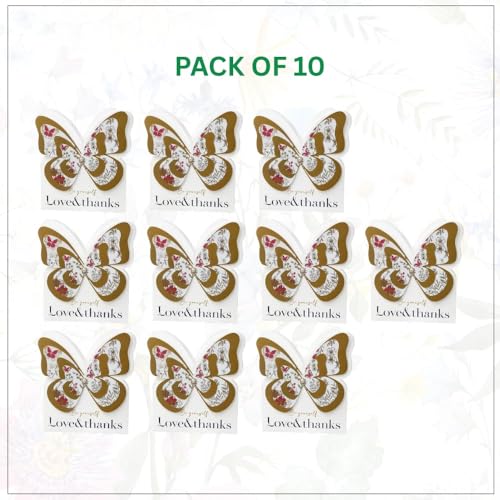 Image of Oasis Pack of 10 Luxury Butterfly Style Flower Paper Baskets - Gold Cardboard Bouquet Gift Boxes - Decorative Floral Arrangement Containers - Elegant Packaging for Fresh Flowers, Hampers, Weddings & Gifting - 5764 (P-10)