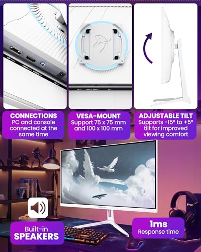 Image of Arozzi Gaming Monitor Nova 24 inch IPS 200Hz - Computer Monitor Full HD 1080p - Adaptive Sync, HDR10 & Flicker Free Display - 99% sRGB Color Accuracy - PC & Console Ready - White