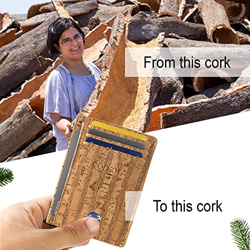 Image of Corkor Cork Card Holder Men - Cork Wallet - Vegan Leather - Minimalist Slim Front Pocket RFID