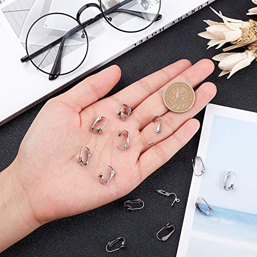 Arricraft 20Pcs Stainless Steel Clip-On Silver Earring Components Earring Cabochons Setting For Non-Pierced Ears #TOP2