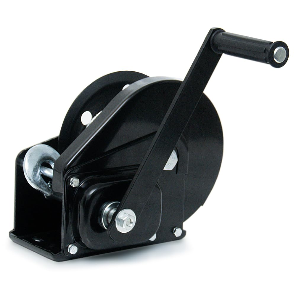 Dragon Winch Argano manuale 1800 lbs / 810 kg con gancio e Cavo in Acciaio 10m per piccole imbarcazioni, moto, veicoli e officina | Verricello manuale con Freno a frizione autofrenante
