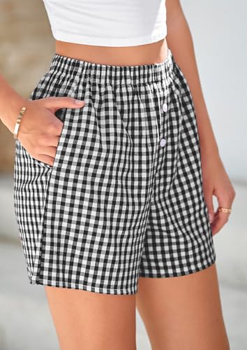Image of PRETTYGARDEN Womens Summer Gingham Boxer Shorts