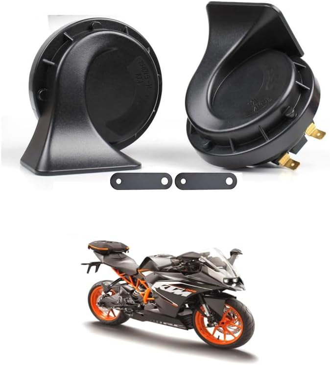 Universal Car Horn Electric 12V Compact Motorcycle Horn Super Loud High Low Daul Tone Waterproof Snail Horns for Trucks Trains Cars (2pc, Black) Comfortable With R-c 200