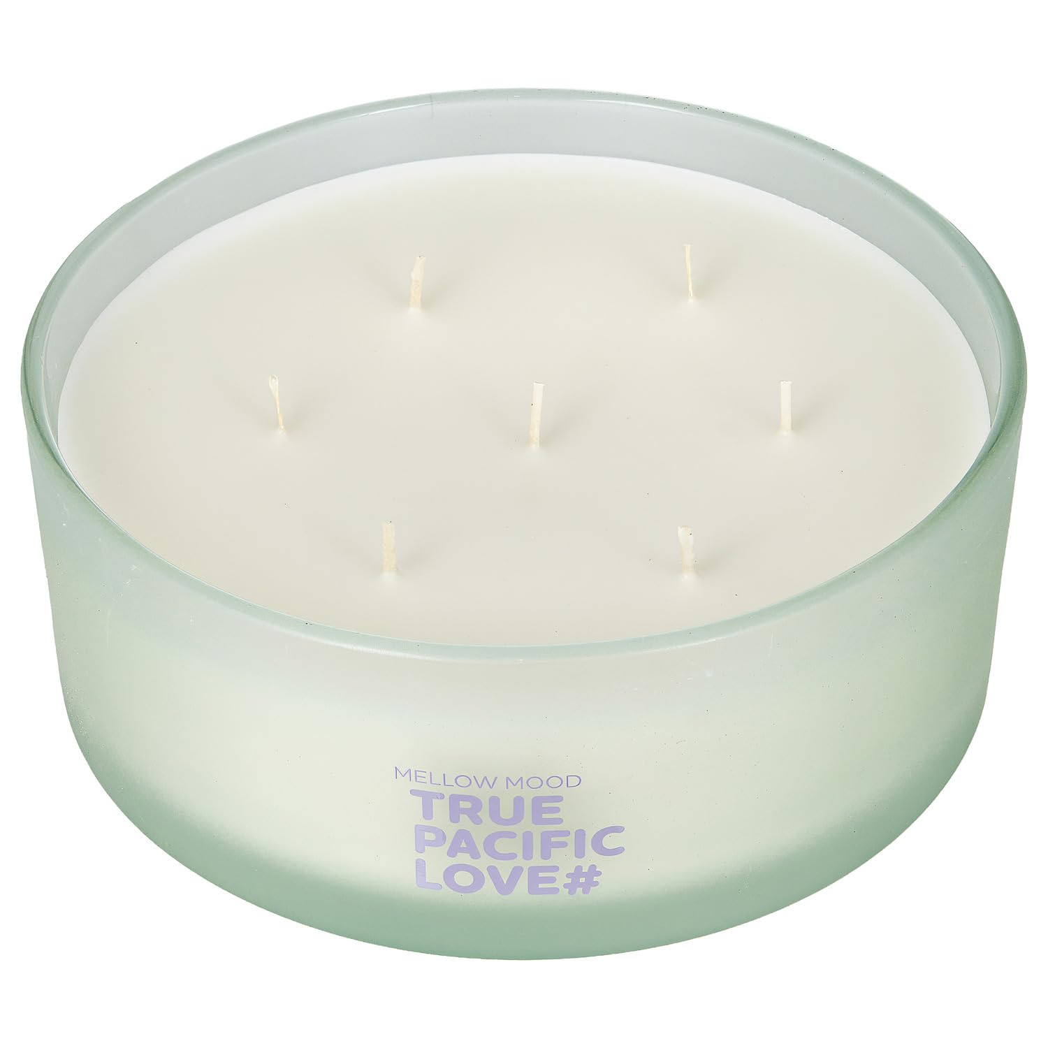BUTLERS XL Duftkerze True Pacific Love Glas - MELLOW MOOD - 40h Brenndauer | Note Bergamotte & Kardamom - ø19 x H8 cm - Parfümkerze zur Raumbeduftung - Wellnesskerze für Wohnzimmer & Büro
