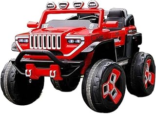 لعبة سيارة ركوب للأطفال الكبار، سيارة جيب كهربائية مع بطارية 12 فولت، مع جهاز تحكم عن بعد و3 سرعات، ومصدر ضوئي وصوتي للأطفال من عمر 2-11 سنة من البدر (أحمر)