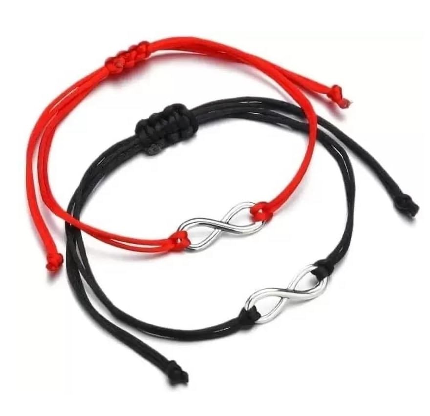 Bigwheels 2 Pcs Black & Red Color Adjustable Valentines Day Special Love Couples Matching Infinity Design Handmade Friendship Pinky Promise 2 In 1 Duo Wrist Band Cuff Dori Rope Bracelet (B0CWV8XSQQ) Amazon Price History, Amazon Price Tracker