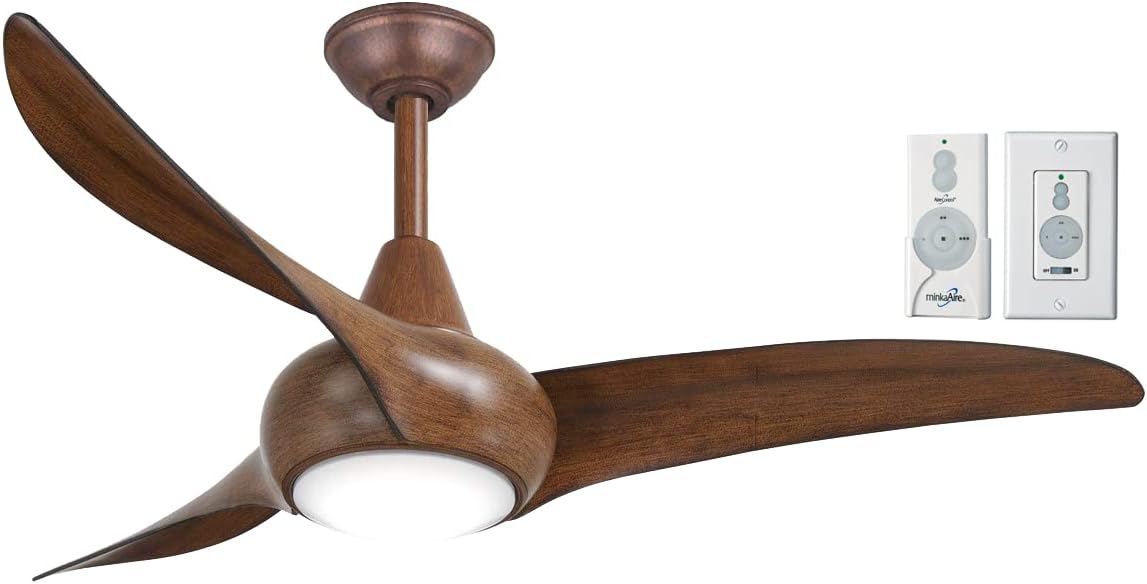 F845-DK Light Wave 44" Ceiling Fan with LED Light in Distressed Koa with Remote and Additional Wall Control