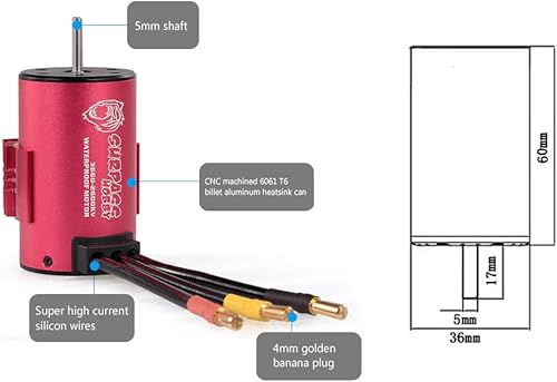 Miniatura 4 de GoolRC Surpass Hobby 3660 Motor sin escobillas y combinación ESC, motor sin escobillas de 2600 KV y ESC 60A para escala 1/10 RC Car Truck Accesorio