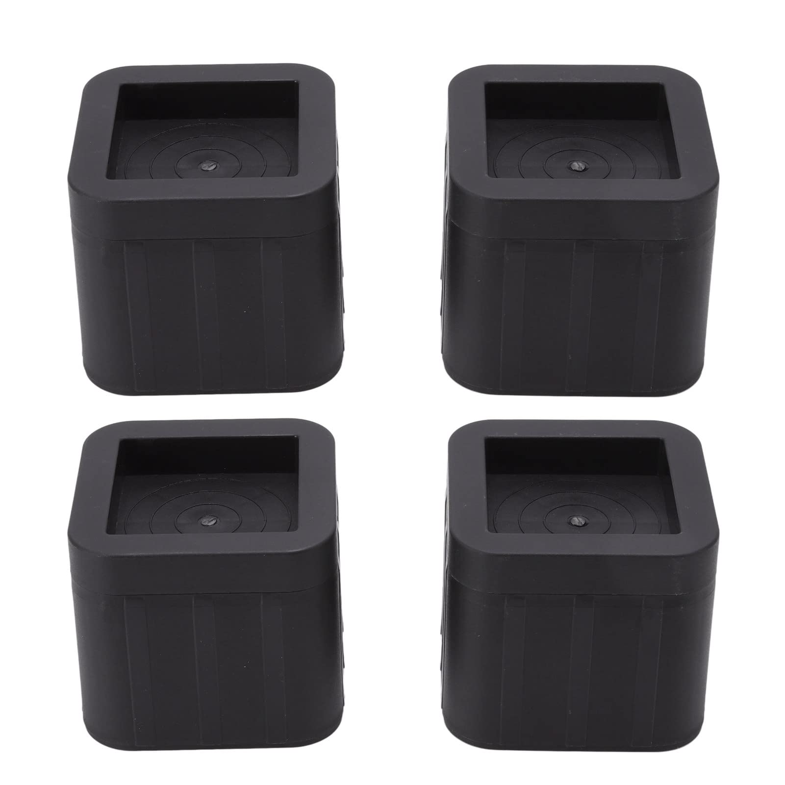 Paquete De 4 Elevadores para Muebles De 3,5 Pulgadas: Elevadores De Patas Apilables Cuadrados Negros para Cama, Sofá Y Gabinete con Almohadillas De Goma