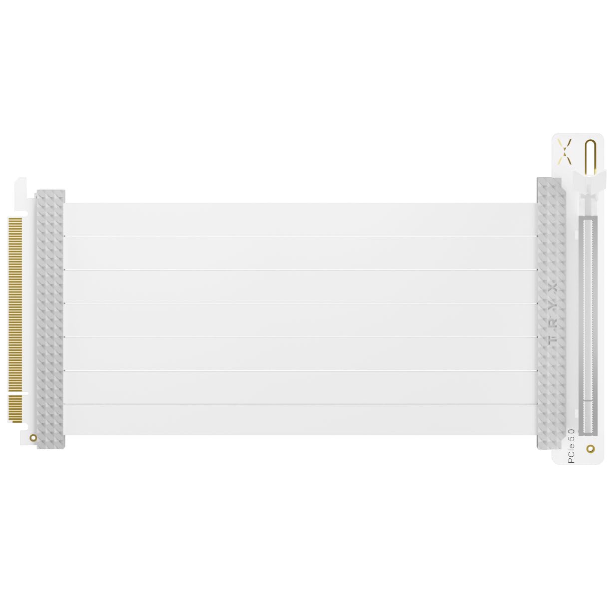 TRYX STRING PCIe 5.0 x16 Riser-Kabel 200 mm – Weiß | 128 GB/s Bandbreite, vergoldete Kontakte, flexible Sleeve-Ummantelung, stabile Leistung für moderne GPUs