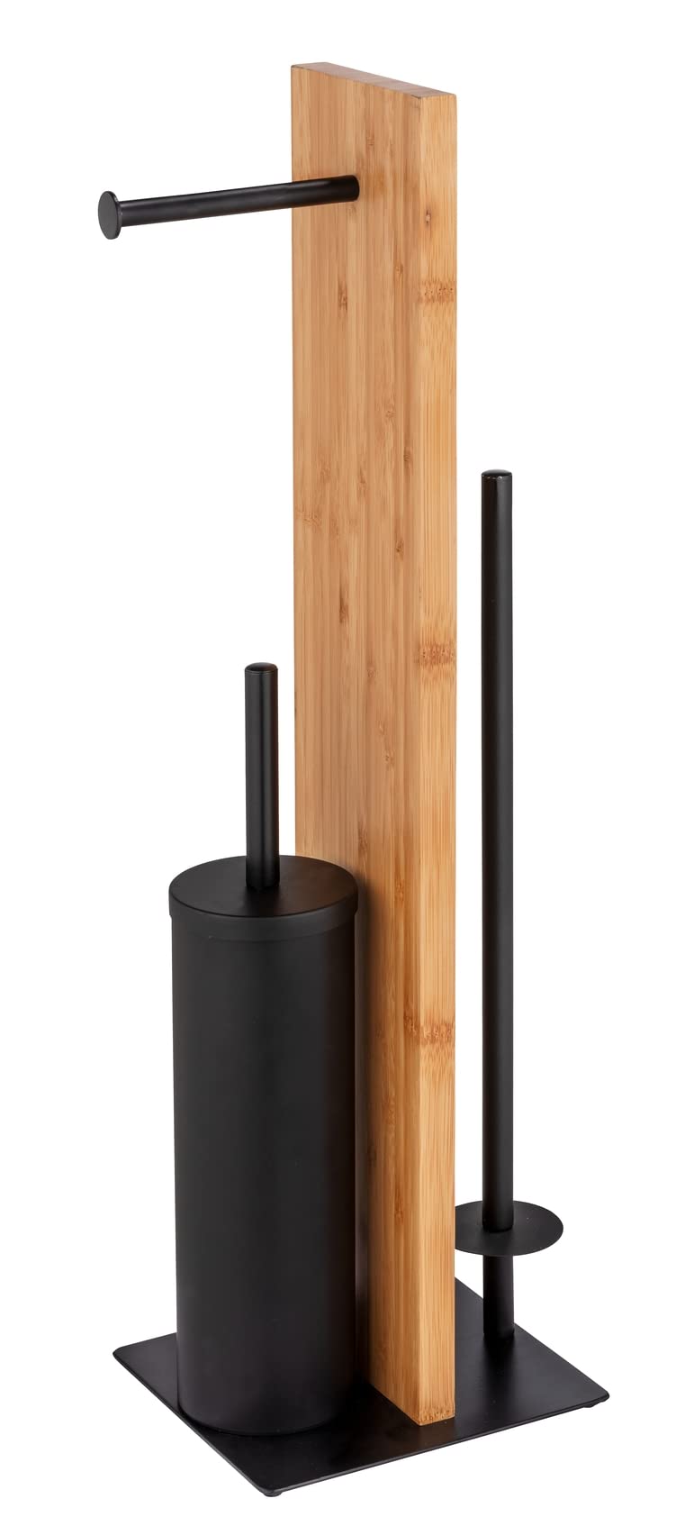 Wenko 25376100 Juego de Accesorios de Papel Higiénico Y de Repuesto Stand Lesina, Natural/Negro