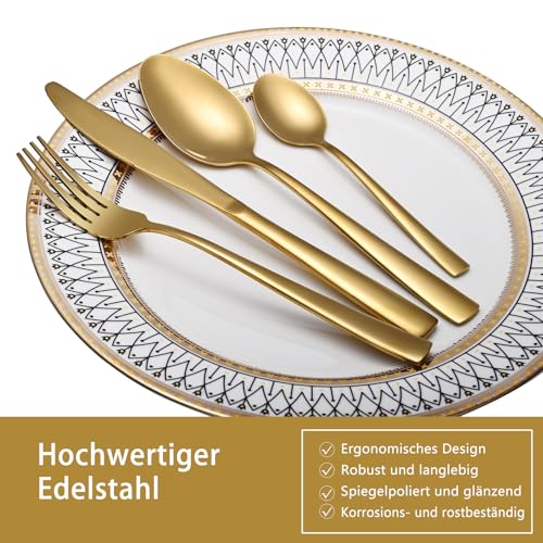 OTTO KONING Besteck-Set Leipzig, Gold, Edelstahl, 24-teilig für 6 Personen – Ansicht 6