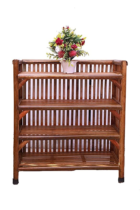 HAFSAH'S Bamboo Cane (Bait) Strong Shoe Rack Wooden Slipper Stand
