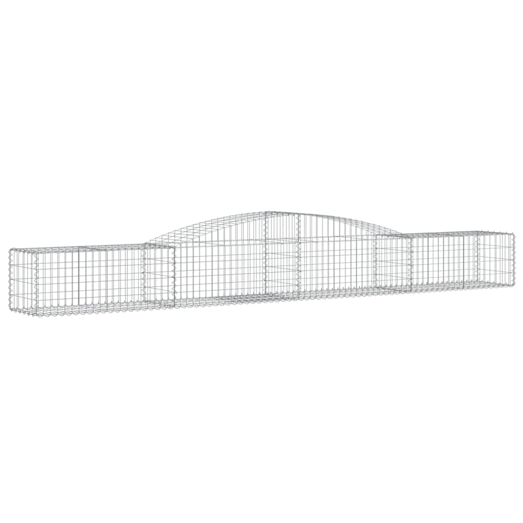 vidaXL Arched Gabion Basket 400x50x40/60 cm, Sturdy Galvanised Iron Garden Barrier, Sound-Insulating Decorative Addition for Front Yard, Backyard or Patio