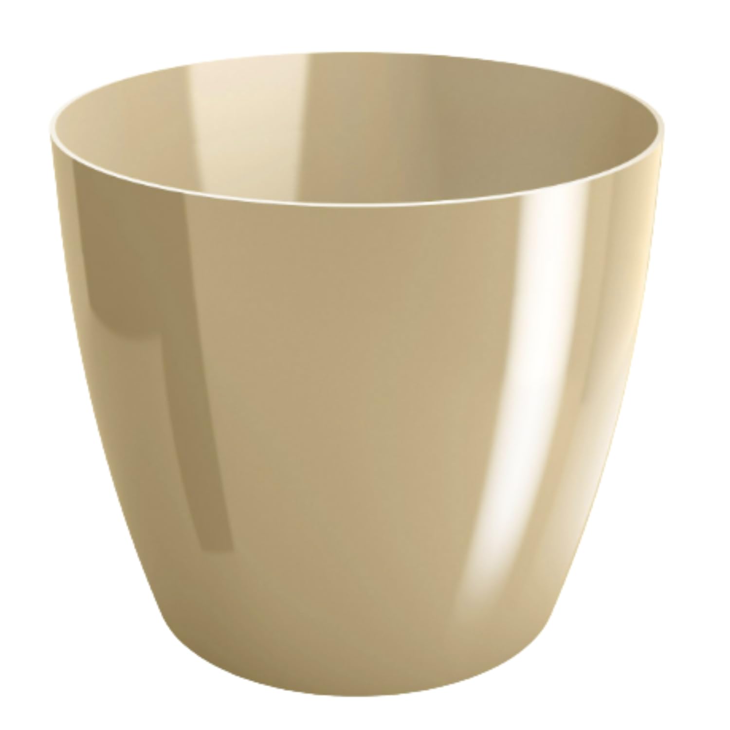 B2C Plant Pot Flower 20 Colours 9 sizes Gloss Plastic Plant Pots Planter Saucer Tray Deco (9.5 cm/ 3.7 inch, Beige)