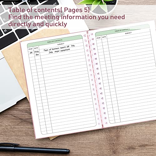 Jubtic Meeting Notebook For Work With Action Items, Work Journal,Project Planner Organizer,Business Notebook For Women - Easily Take Meeting Notes And Keep Agendas On Track -Pink (7X10") #TOP3