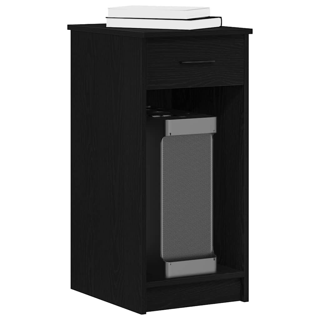 SXZenSpace Black Computer Tower Stand with Drawer 35x45x77 cm Engineered Wood Office PC Desk Side Table for Small Home Bedroom