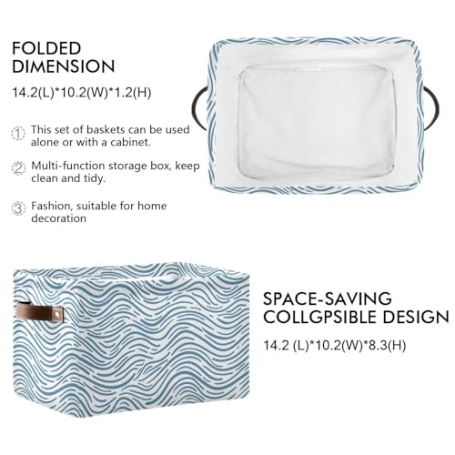 Image of Aslsiy Storage Basket Ocean Wave Doodle Nursery Bins Baby Box Canvas Clothes Shelf Basket Laundry Hamper Gift Basket for Home Closet 1 Pcs
