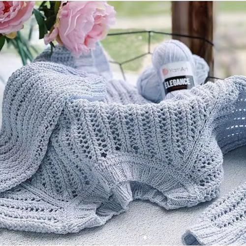 Image of YarnArt Elegance Sparkly Yarn - Metallic Cotton Blend, Fine Sport for Knitting & Crochet, Lightweight Thread for Shawls & Sweaters, 50g (130m), White - (1, 117)
