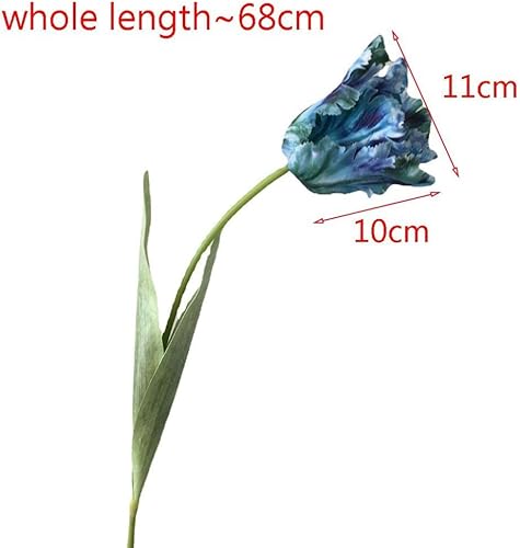 Miniatura 3 de 6 piezas de tulipanes de loro 3D coloridos, flores artificiales, tulipanes falsos de tacto real, tallo largo, ramo de tulipanes falsos para