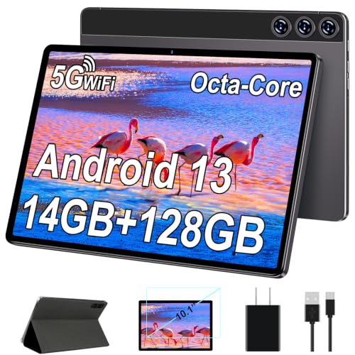 Image of ZIOVO Tablet, 10.1-Inch Android 13 Tablet with Case, Octa-Core, 14GB + 128GB, 512GB Expand, 1280x800, 8000mAh, Bluetooth, 8MP+5MP, GMS, Dual-Band WiFi, Split Screen Support-Gray