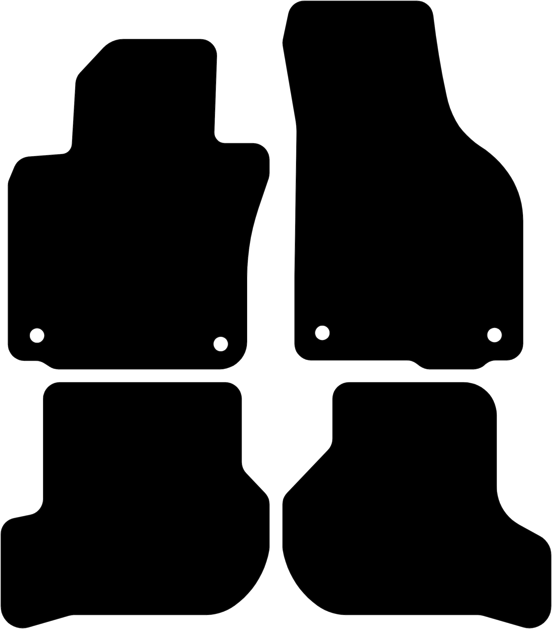 Tapis de Sol Compatible avec Volkswagen Golf 5 2003-2008 Correspondant à la Version: 3/5 Portes/SW | Système de Fixation: Clips Ovale | Qualité: Basic