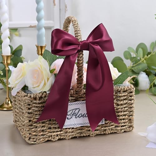 Image of Wine Red Satin Ribbon 3 inch X 15 Yards Polyester Ribbon for Gift Wrapping Very Suitable for Weddings Party Hair Bow Invitation Decorations and More