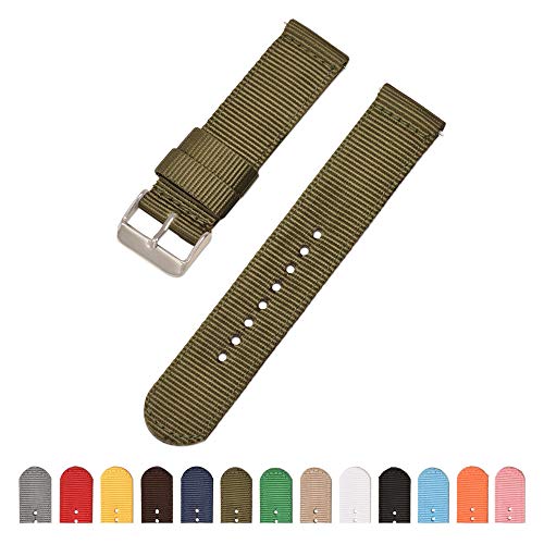Preisvergleich Produktbild AUTULET Herren Nylon Uhrarmband Armeegrün 20mm