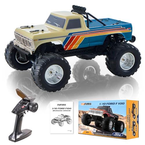 FCXㅤ FMS 1/10 Ford F-100 S Brushless RC Crawler, RS 2WD Off-Road Truck with Wheelie Bar, High-Torque Motor, Hobby Grade Remote Control Car for Adults (Navy Blue) by FCXㅤ - Used condition - US$208.99