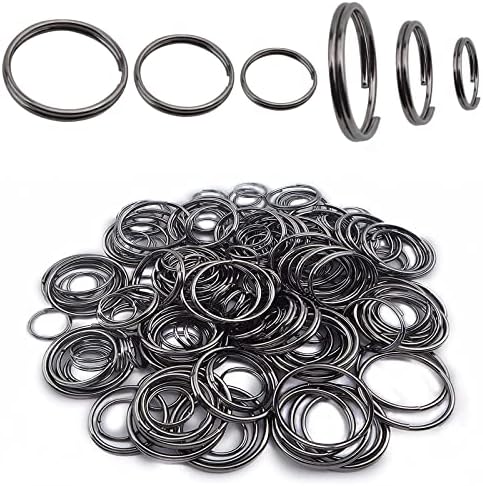 200pcs Gun Black Double Jump Rings Metal Open Jump Rings Split Ring Keyring Connectors for DIY Bracelet Necklace Earring Jewelry Making Supplies, 10mm/16mm/20mm