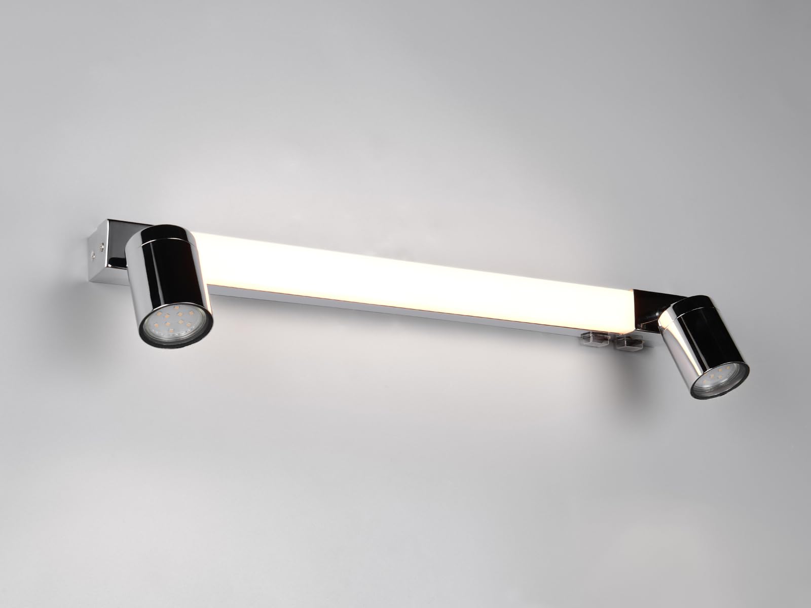 Bad Spiegelleuchte mit 2 Strahlern und Schalter, Silber Chrom Breite 60cm