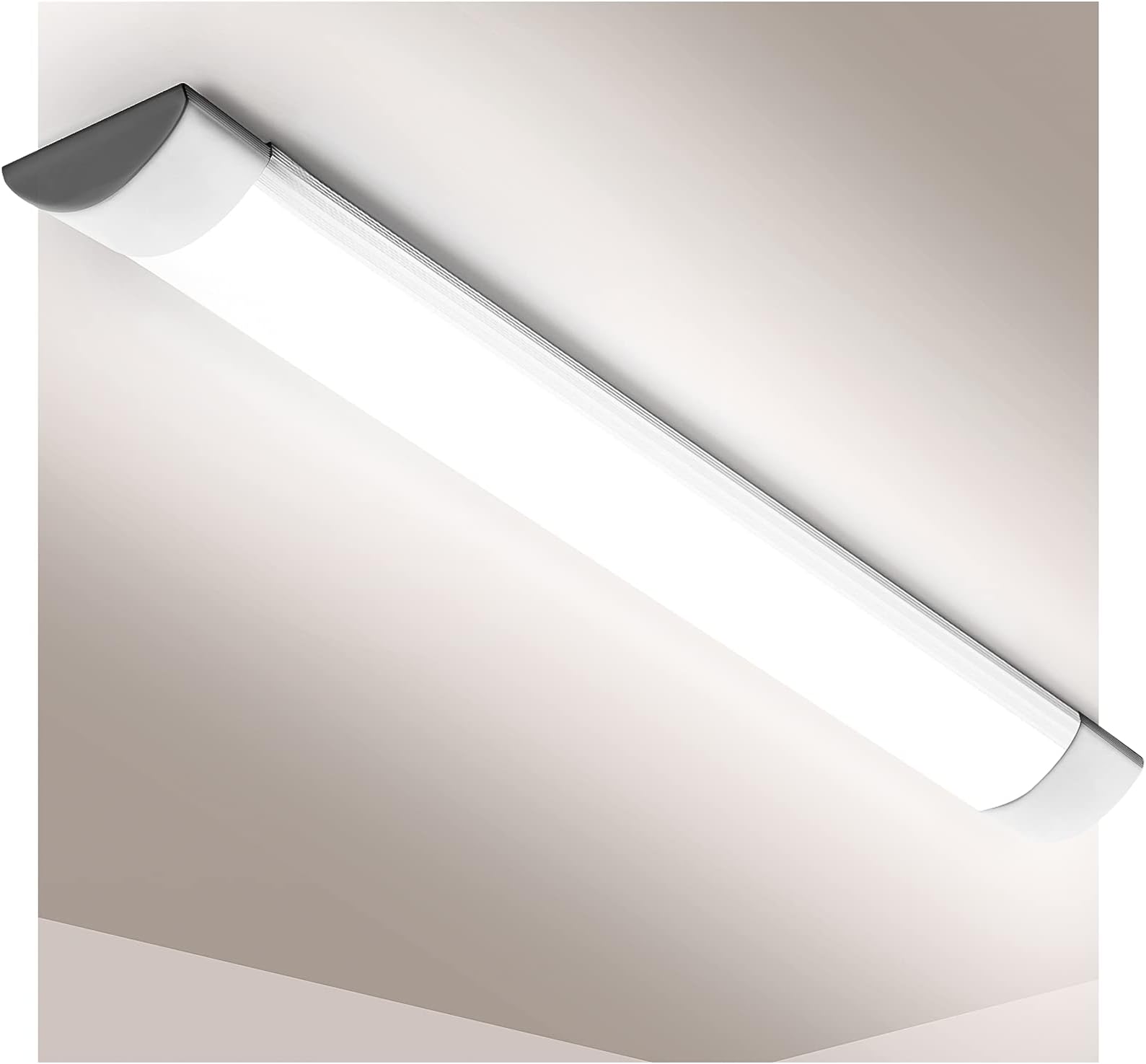 Viugreum 3ft LED Batten Light, Ceiling Tube Light, 6000K Cold White, 230V, 30W, 3600 Lumen, 130 °Beam Angle, Ceiling Light for Office, Living Room, Bathroom, Kitchen, Garage, Warehouse