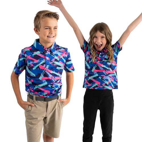 Yatta Youth Polo Just Beachy Golf Polo - Unisex Small Athletic Fit, Wrinkle Resistant, Moisture Wicking, 4-Way Stretch