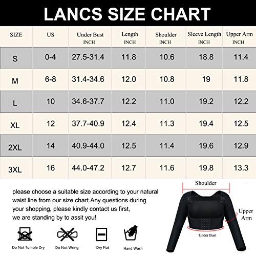 Lancs Women Upper Arm Shaper Post Surgical Compression Sleeves Slimmer Tops Posture Corrector Vest Shapewear Black #TOP6