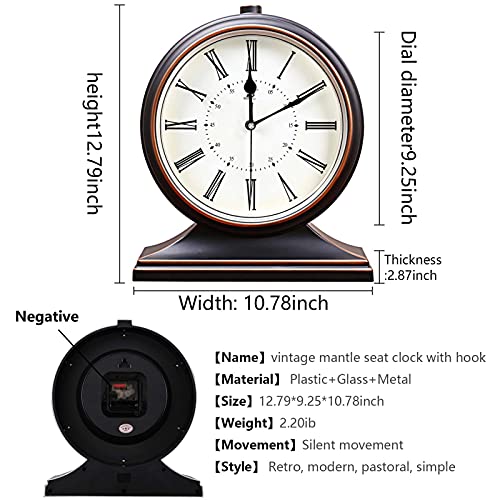 Igtazy Vintage Mantle Clock For Table Decor,Modern Desk Clock Battery Operated For Living Room,Bedroom,Office,Fireplace Mantel,Shelf Decor (Black) #TOP1