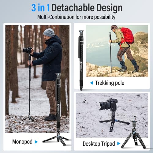 SIRUI SVM-145 Rapid Monopod with Feet, 57” Professional Carbon Fiber Camera Monopod, One-Step Rapid Height Adjustment, Modular 3 in 1, Max Load 22lbs by Sirui - Image 5