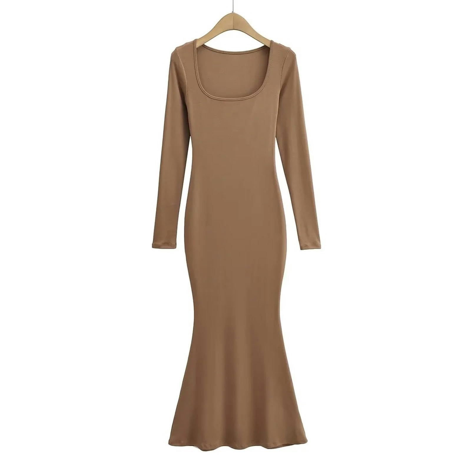 Robe Longue Queue de Poisson Rétro Kaki de Style Printemps Été Élégant