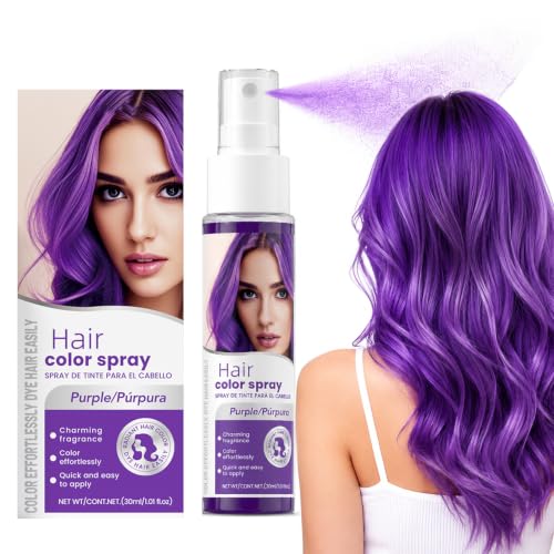 Image of Purple Hair Spray Colour for Kids, Temporary Hair Spray Non-Damaging Coloured HairSpray Wash Out Hair Dye Crazy Instant Color Festival Party Halloween Makeup Vegan