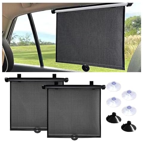 2PCS Car Window Shades for Baby, 18"×20" Retractable Car Shades for Side Window with Suction Cups, Blocks Heat and UV Rays Glare Protection, Baby Car Accessories for Car House Office Window Cover
