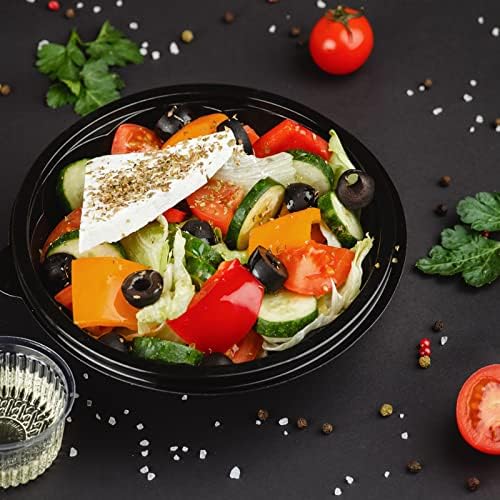 JAPCHET 50 Pack Round Meal Prep Containers with Lids, 1000ml/ 32oz BPA Free Reusable Food Prep Containers with Lids, Microwavable Portion Control Containers Lunch Box, Freezer Safe, Black