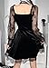 TSMNZMU Flared Lace Long Sleeve Midi Dresses - Goth Vintage Costume Harajuku Clothes Black Lolita Dress - Plus Size Gothic Dress Alt Outfits for Women
