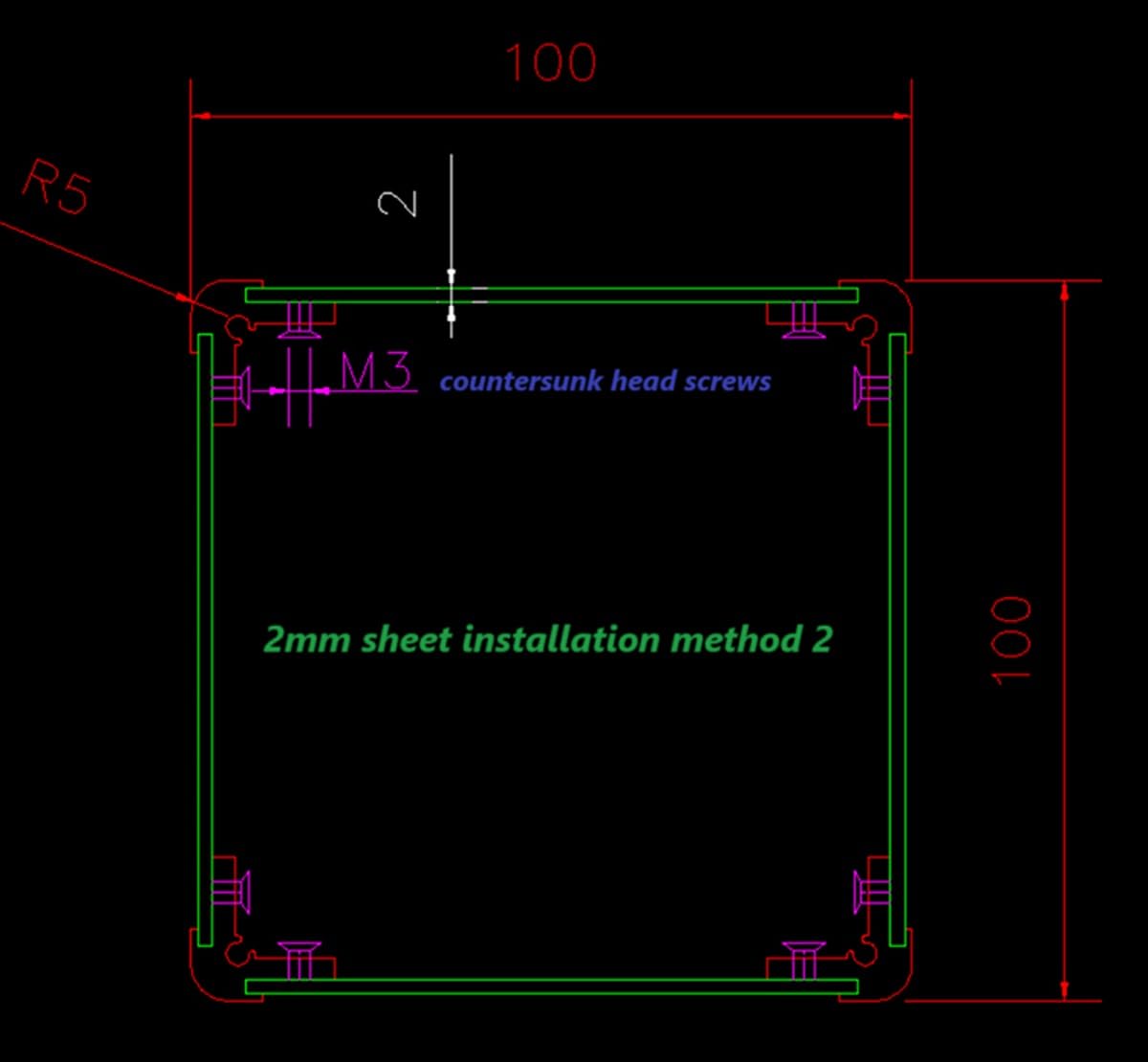 2020 Aluminum Profile, R5 Corner Aluminum, Aluminum Edge Corner Inserts, Chassis Corner,4Pcs Size: 20 * 20mm Length: 300mm, CNC Machined, Length Can Be Customized