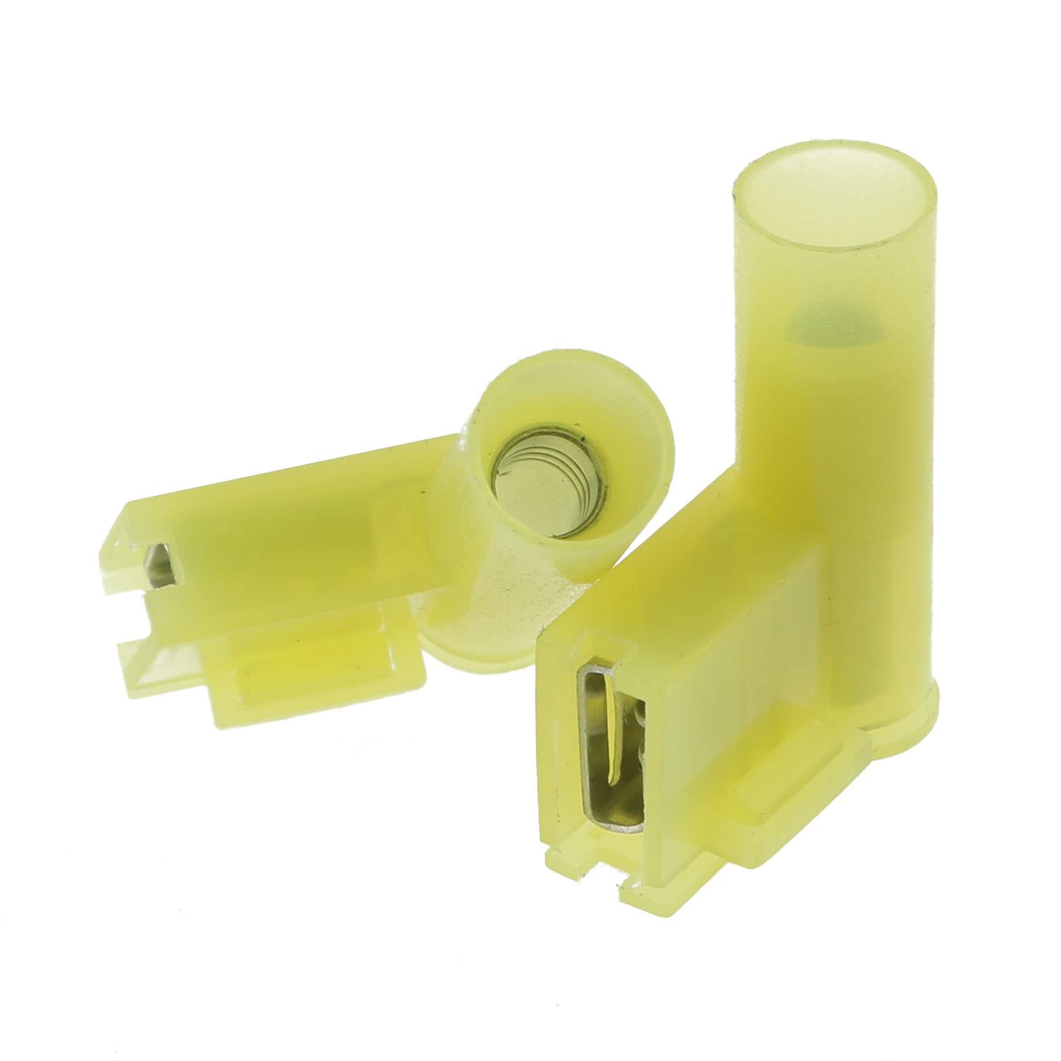 MEETOOT 30pcs Right Angle Spade Connector 12-10AWG Flag L Shape Nylon Insulated Spade Crimp Terminal Connectors