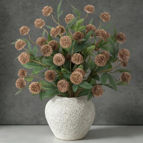 10 Pcs 27" Artificial Fall Flowers Faux Pompon Mum Stems for Vase Coffee