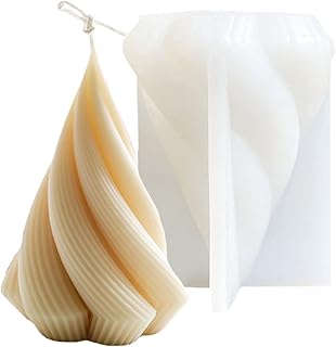 3D Conical Geometric Curved Column Silicone Candle Mould, 3.5in Abstract Home Art Shaped Resin Casting Mould for Candle Making and Baking Making Soap Wax Cake Mousse Ice Cream